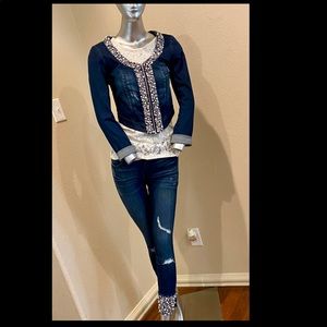 Bebe Dark blue Bling Detail Denim Jacket/pants